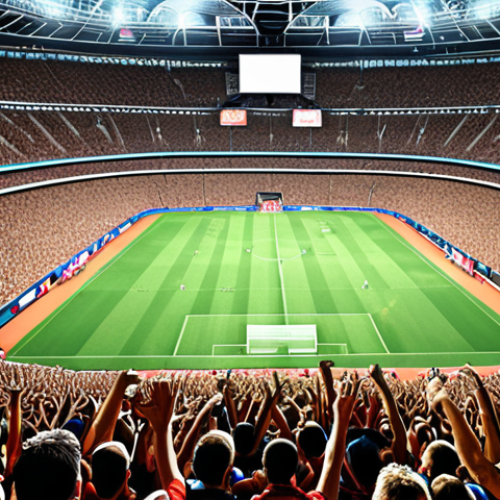 Home 16 **Image:** A bustling sports stadium with fans cheering, showcasing the visible aspects of professional sports. **Prompt:** Overcrowded stadium, ecstatic fans, professional athletes visible, bright lights, dynamic action, wealth, excitement.
