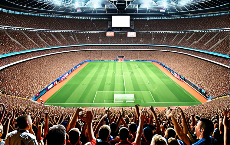**Image:** A bustling sports stadium with fans cheering, showcasing the visible aspects of professional sports.  **Prompt:** Overcrowded stadium, ecstatic fans, professional athletes visible, bright lights, dynamic action, wealth, excitement.