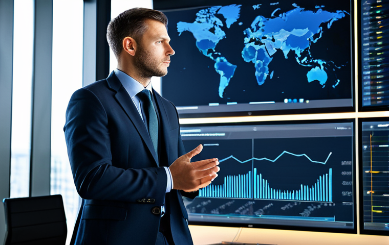 A professional sports manager in a smart business suit, fully clothed, standing confidently in a modern, sleek boardroom. Large interactive screens display complex data visualizations and strategic charts. The person is looking thoughtfully at the data, contemplating a critical decision. The setting emphasizes innovation and analytical thinking. The atmosphere is professional and focused, with clean lines and subtle lighting. safe for work, appropriate content, fully clothed, professional, perfect anatomy, correct proportions, natural pose, well-formed hands, proper finger count, natural body proportions.