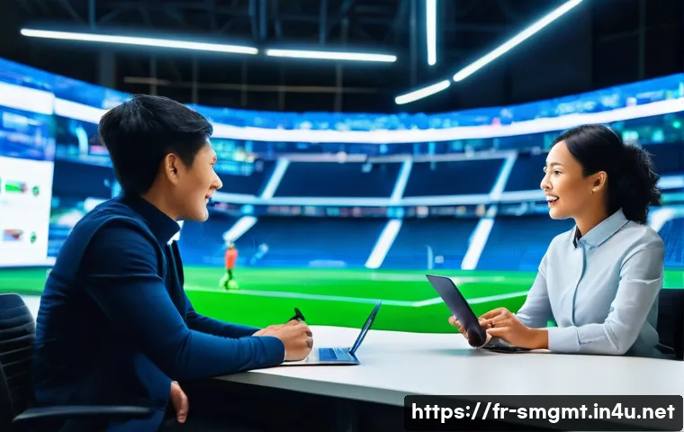 스포츠경영관리사와 스포츠 취업 인터뷰 - **Prompt: The Dynamic World of Sports Management: A Hub of Innovation**
A vibrant, modern office...