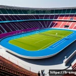 스포츠경영관리사 실기시험 준비법 - **Prompt:** A vibrant, large-scale international sports event in a futuristic Paris setting, emphasi...