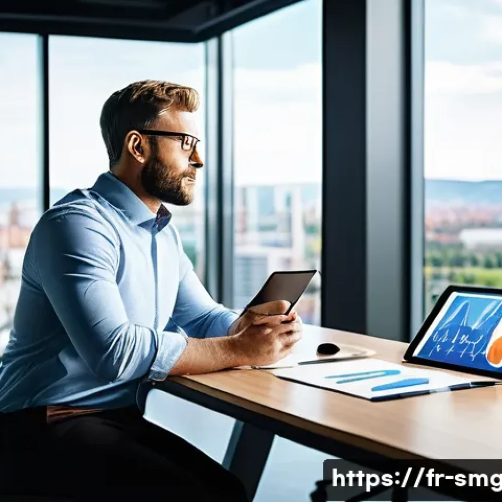 스포츠경영관리사 이직 성공 사례 - A dynamic professional sports manager in a modern office setting, wearing smart business casual atti...
