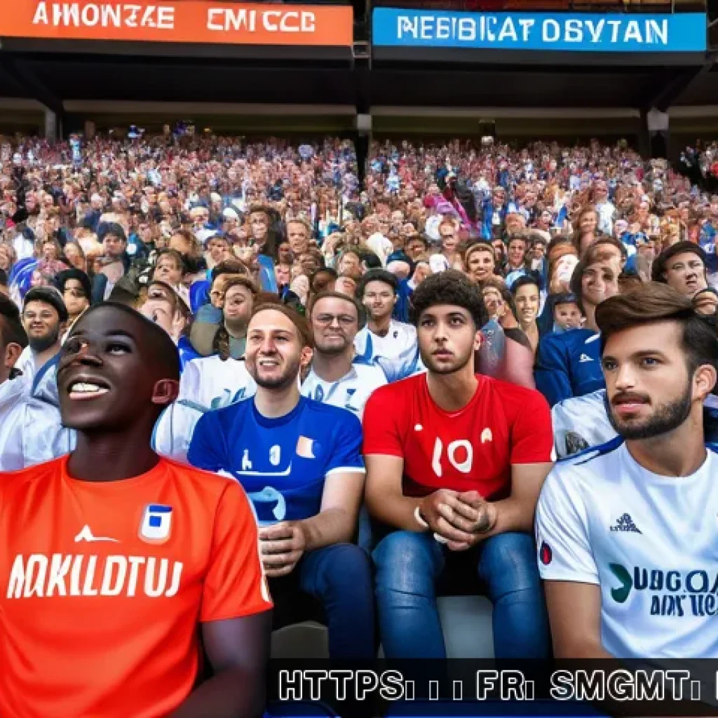 스포츠경영관리사와 대회 홍보 전략 - A vibrant scene inside a modern sports stadium during a regional tournament, featuring enthusiastic ...